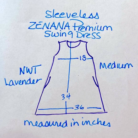ZENANA PREMIUM Sleeveless Dress. Side Pockets. Lavender. Medium. - Picture 5 of 6